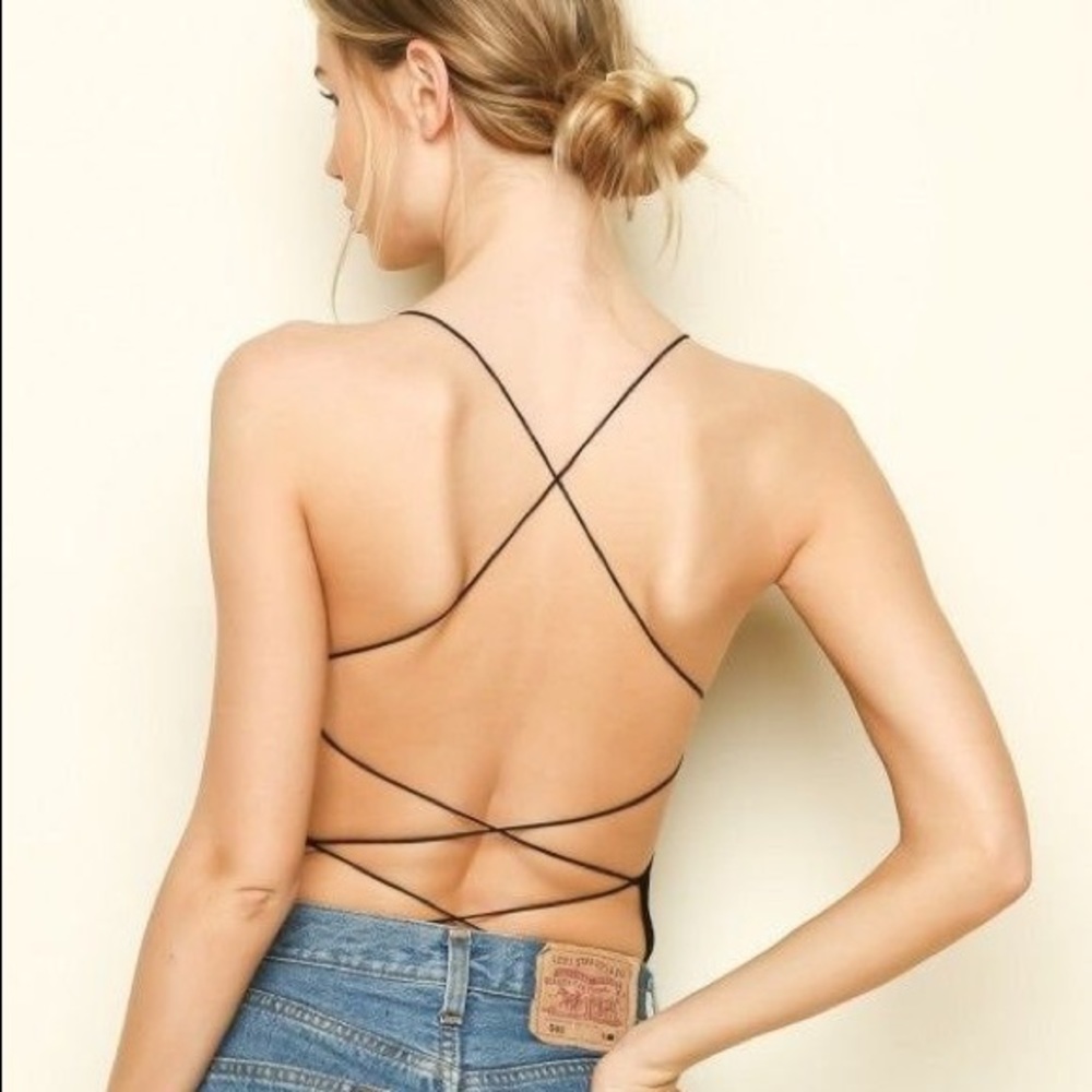 Brandy Melville Strappy Back Bodysuit One Size